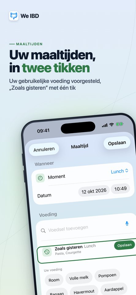 Uw maaltijden, in twee tikken. Uw gebruikelijke voeding voorgesteld, „Zoals gisteren” met één tik.